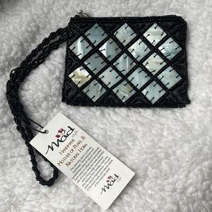 Handmade mother of pearl & natural horn wristlet